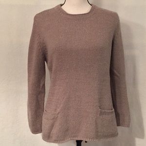 Daal light brown wool alpaca blend exposed zipper sweater